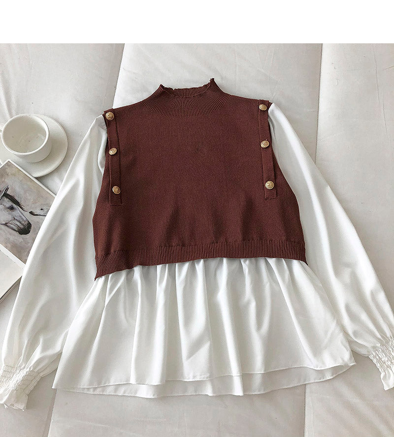 New Korean round neck retro thin wool sweater for women 6471