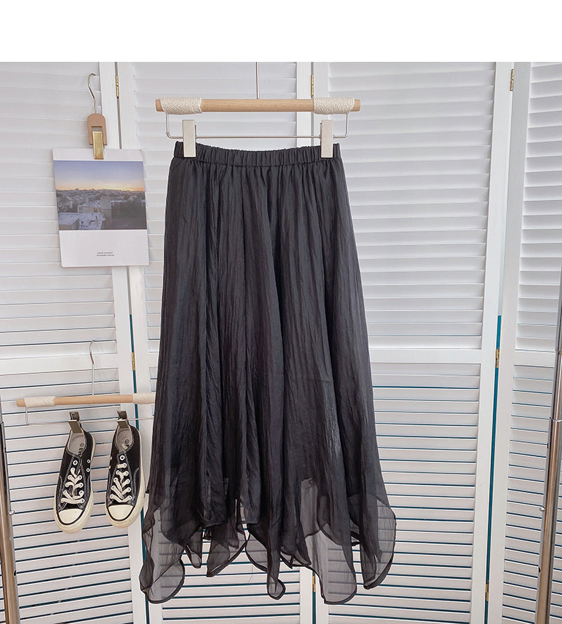 Versatile slim draped high waist A-line skirt 5806