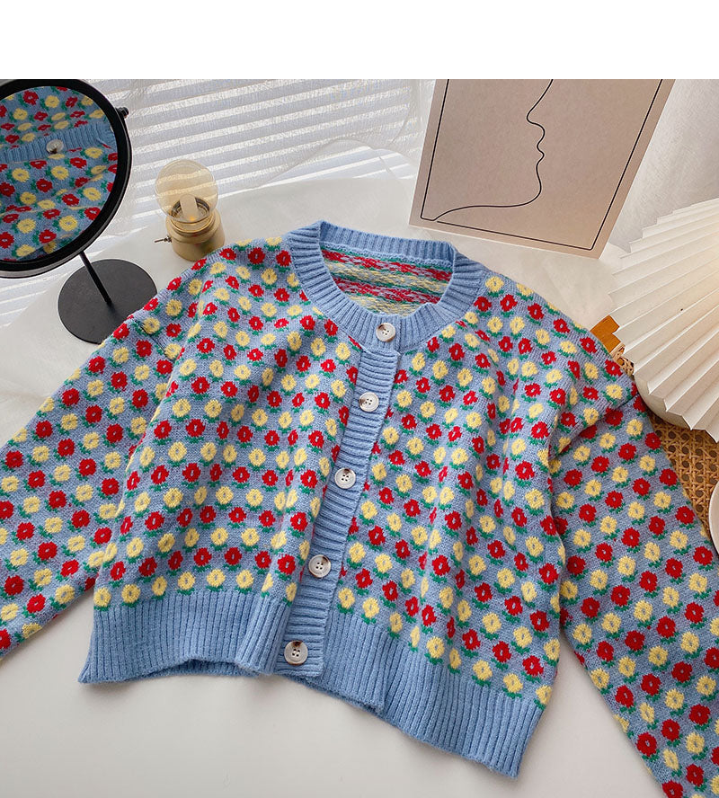 Knitwear women's small long sleeve short age reducing jacket 5848