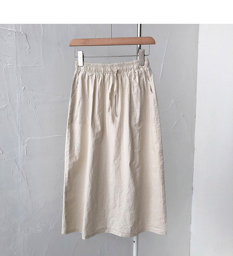 New Korean version simple and versatile elastic waist skirt 5685