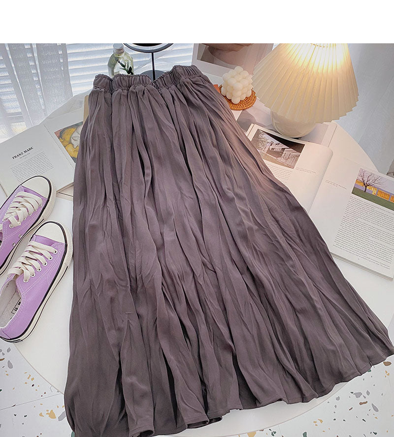 Hong Kong style solid color pleated skirt 5778