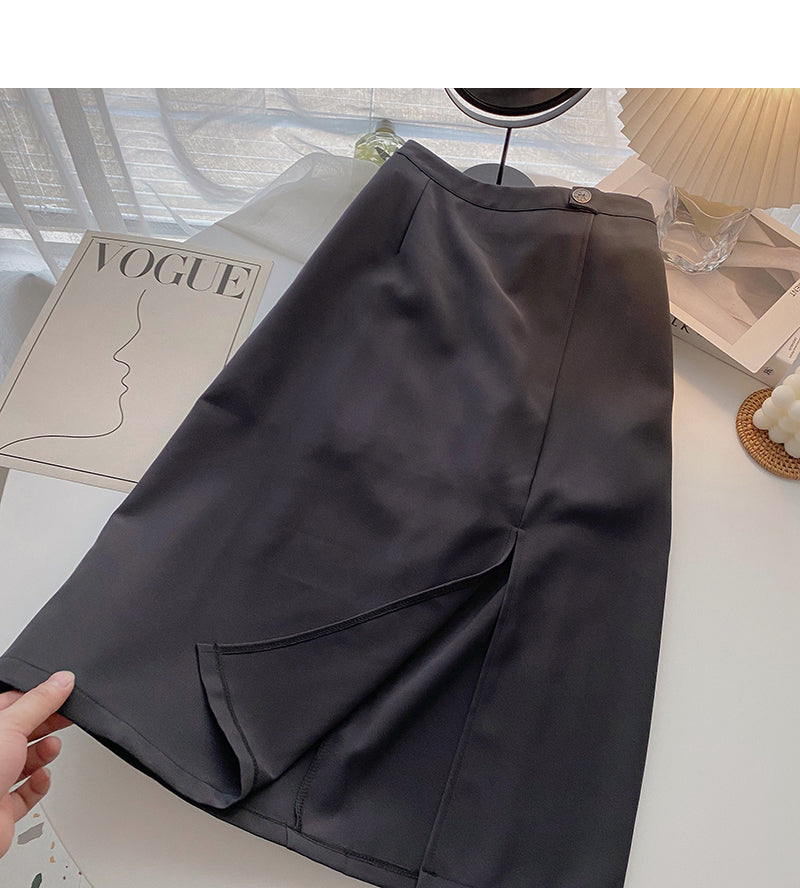 Jupe taille haute fendue sur le côté au design de niche pour montrer la tendance des jupes fines, moyennes et longues 5726