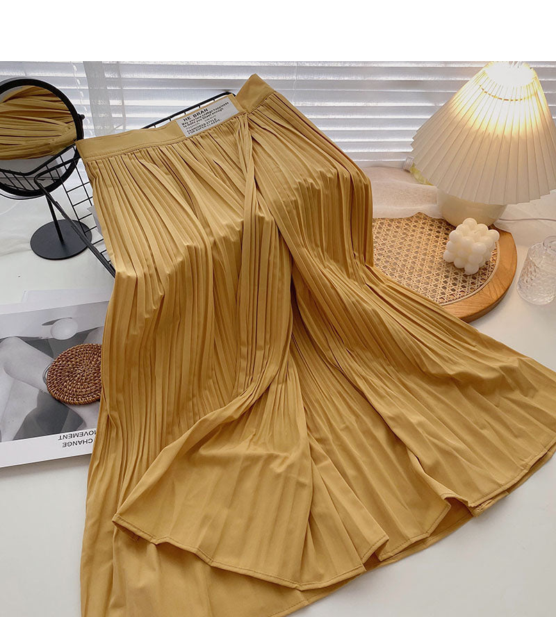 Korean version vertical pleats show thin temperament casual A-line skirt 5697