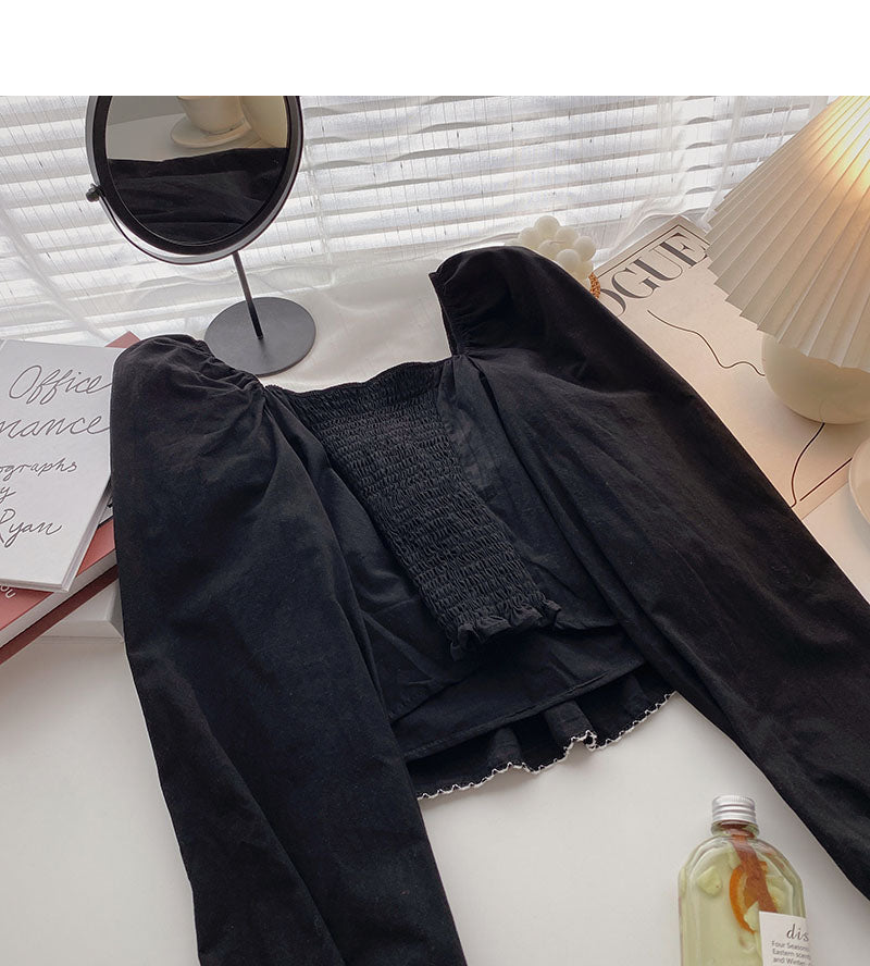 Chemisier court slim à volants design minoritaire 6290