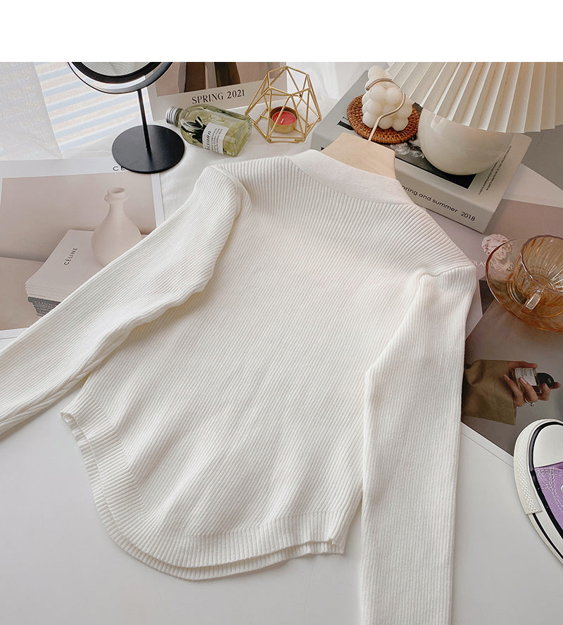 New Korean slim slim fit square neck double row button top 6627