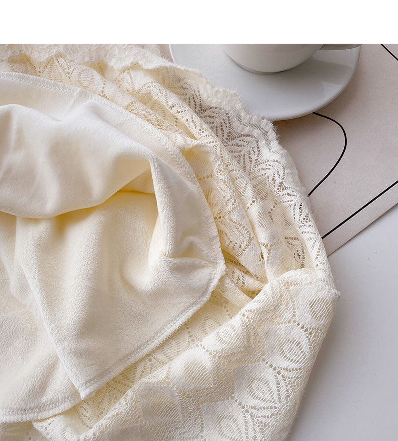 Hook flower hollow out lace A-shaped high waist skirt 5786