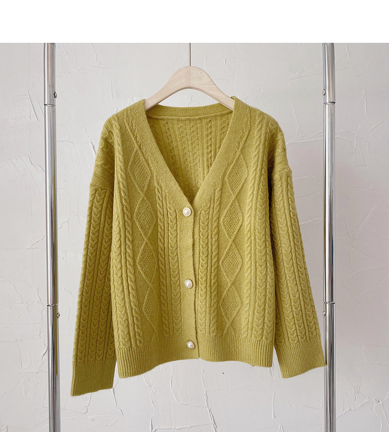 Single breasted V-neck Vintage sweater cardigan 6179