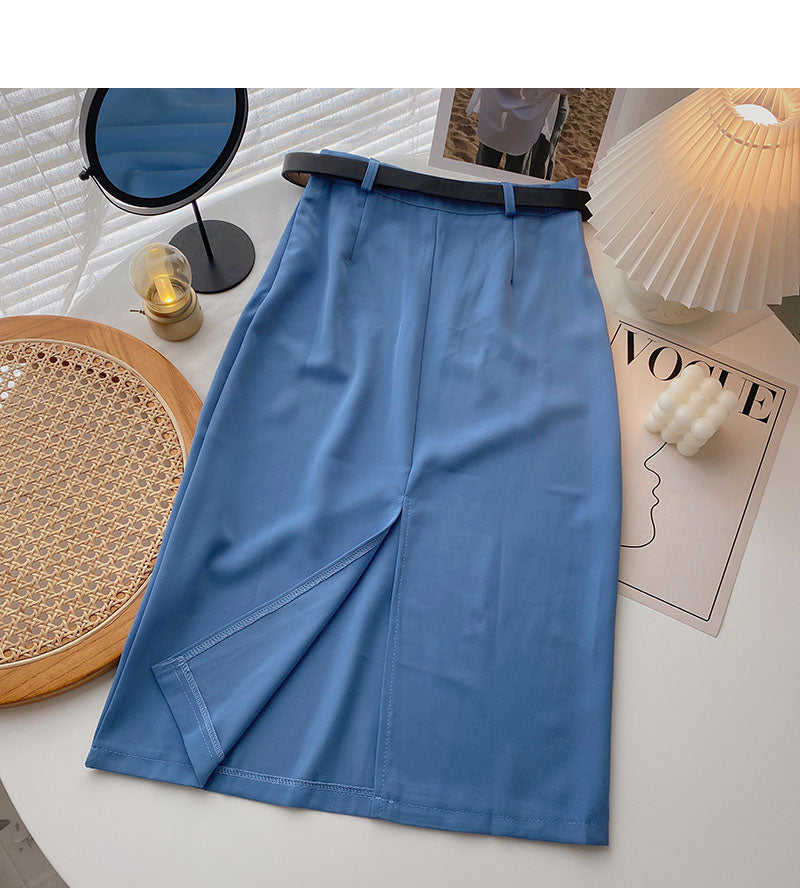 Split design, high waist, thin temperament, A-shaped skirt 5696