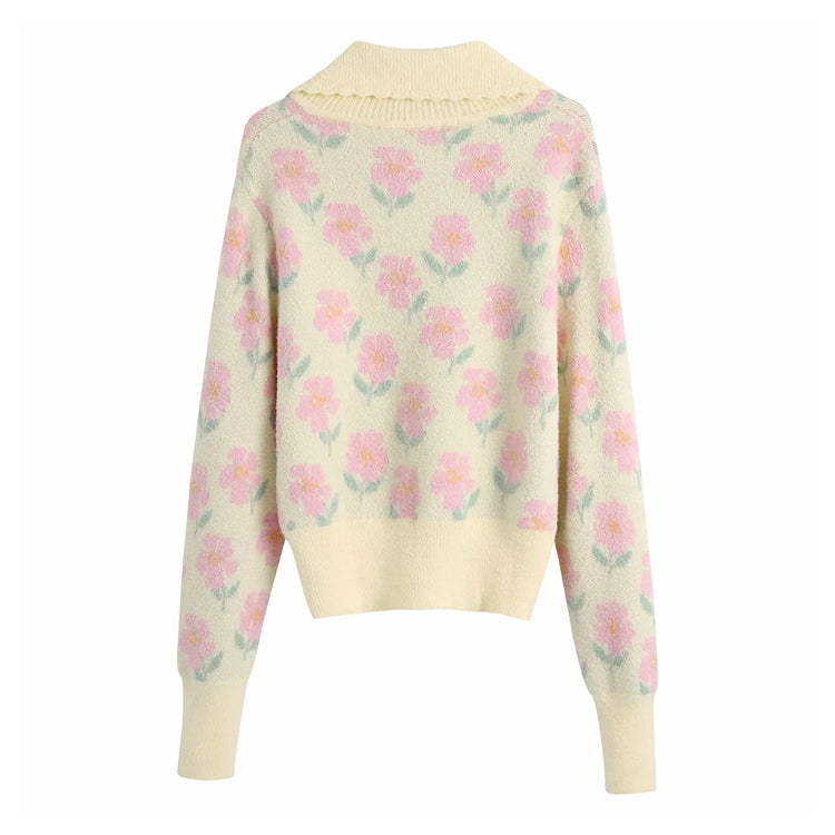 Runder Revers bedruckter Pullover Babykragenpullover 7167