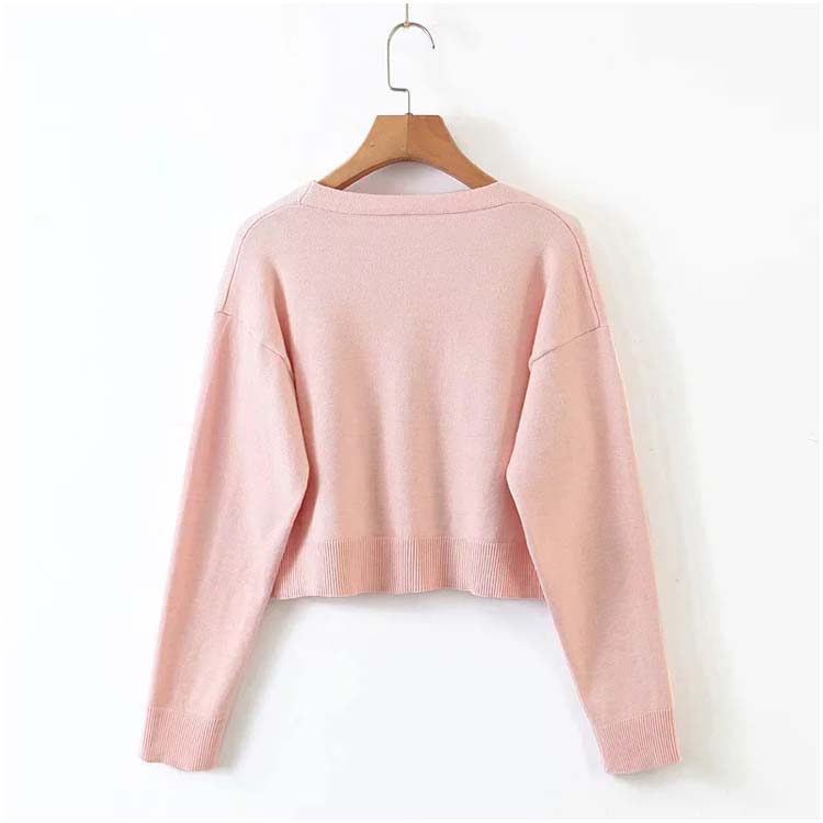 Lockerer Pullover mit Kirschenstickerei, süßes College-Oberteil 7209