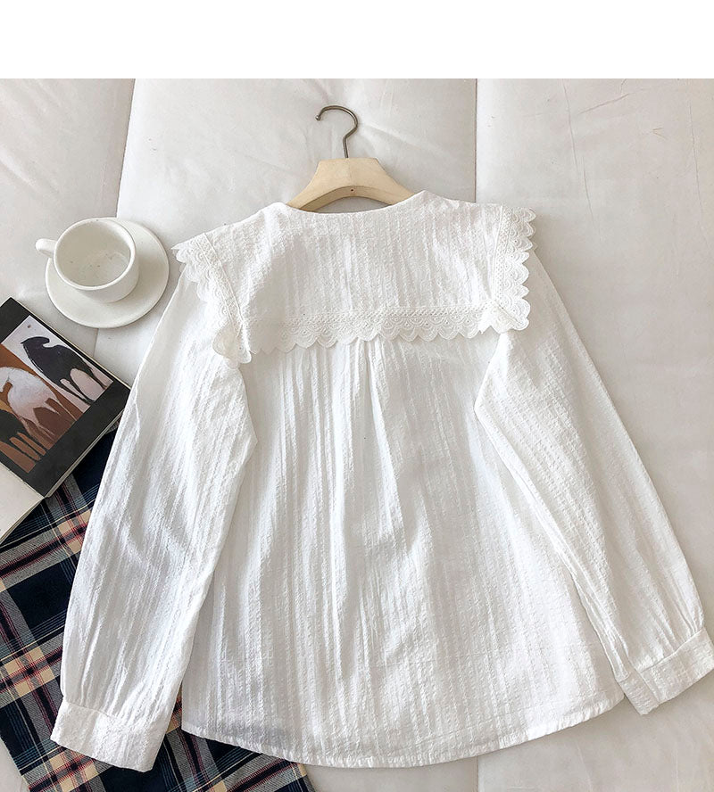 Französisches Nischenhemd mit Puppenkragen sieht dünn aus 6253