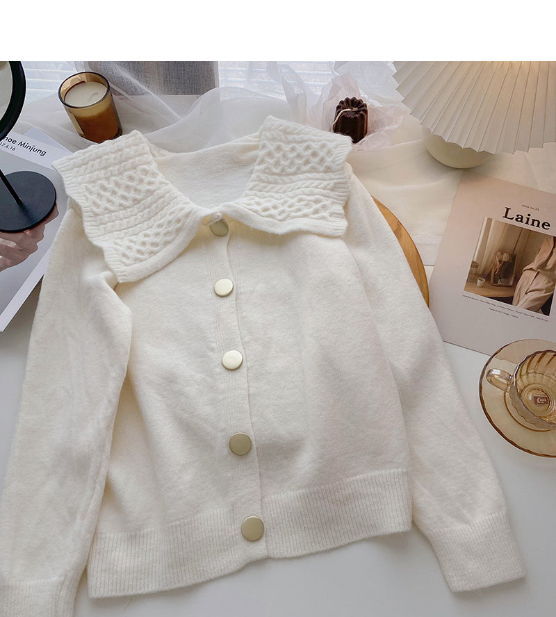 Haut slim à manches longues et col de poupée à simple boutonnage 6024