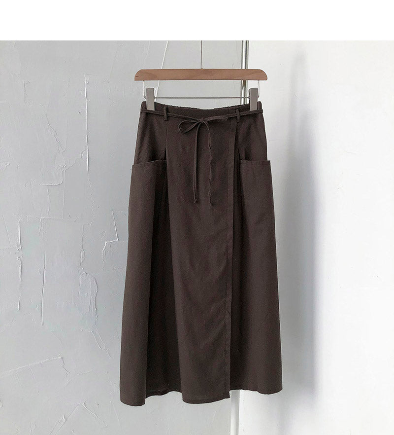 New Korean high waist bandage design medium length skirt 5682