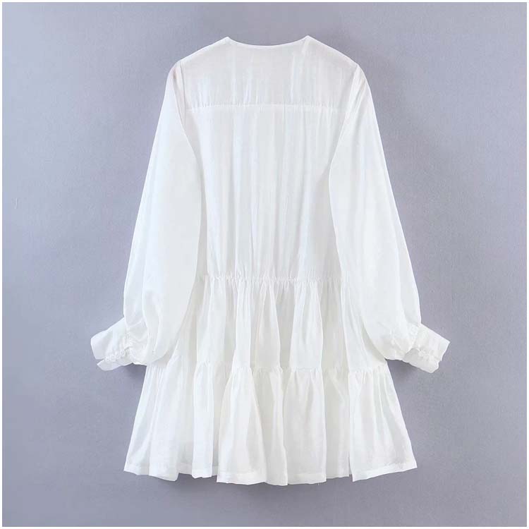 Erstes Liebeskleid für Vintage-Mädchen mit Rundhalsausschnitt, einreihig, 7146