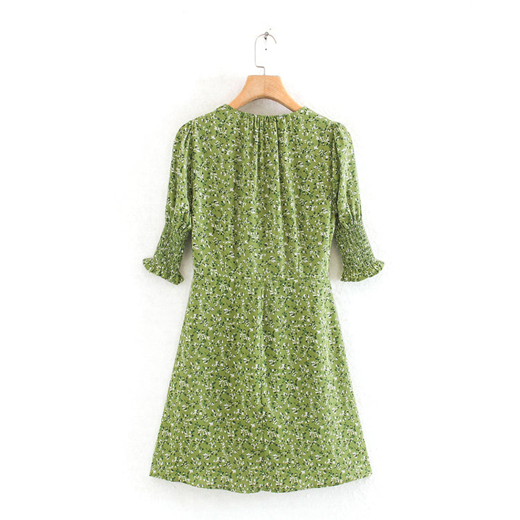 Robe légère de luxe de style vacances avec imprimé de minorités françaises sur le devant 7043