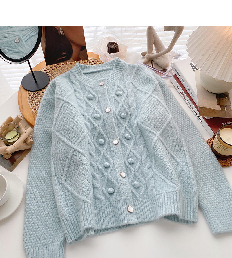 Korean style retro solid color top design sweater 5991