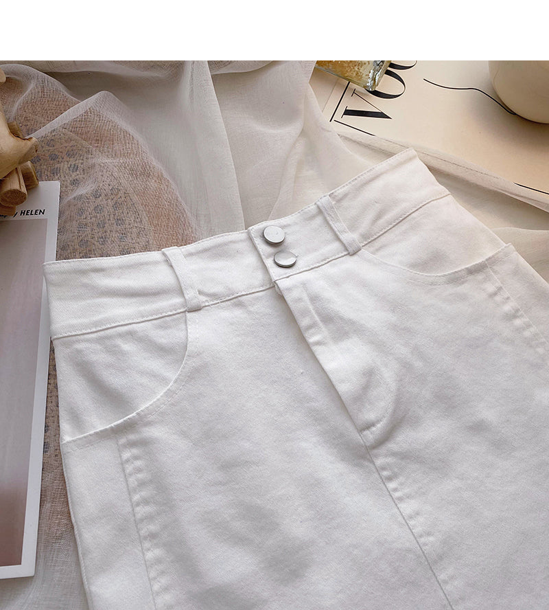 Slim and versatile, simple and light proof high waist skirt 5651