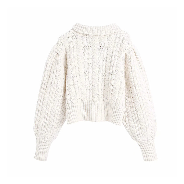 Vintage twist sweater hollowed out eight strand knitted sweater 7172