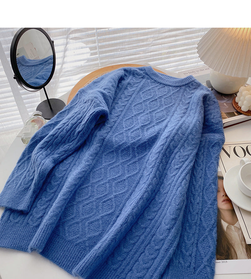 Nouveau pull coréen simple et polyvalent à manches longues 5957