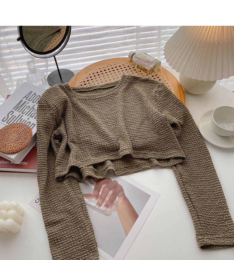 Lazy Wind High Waist Kurzer offener Nabelpullover 6465