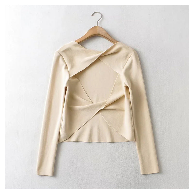 New style versatile back knot knit top 7284