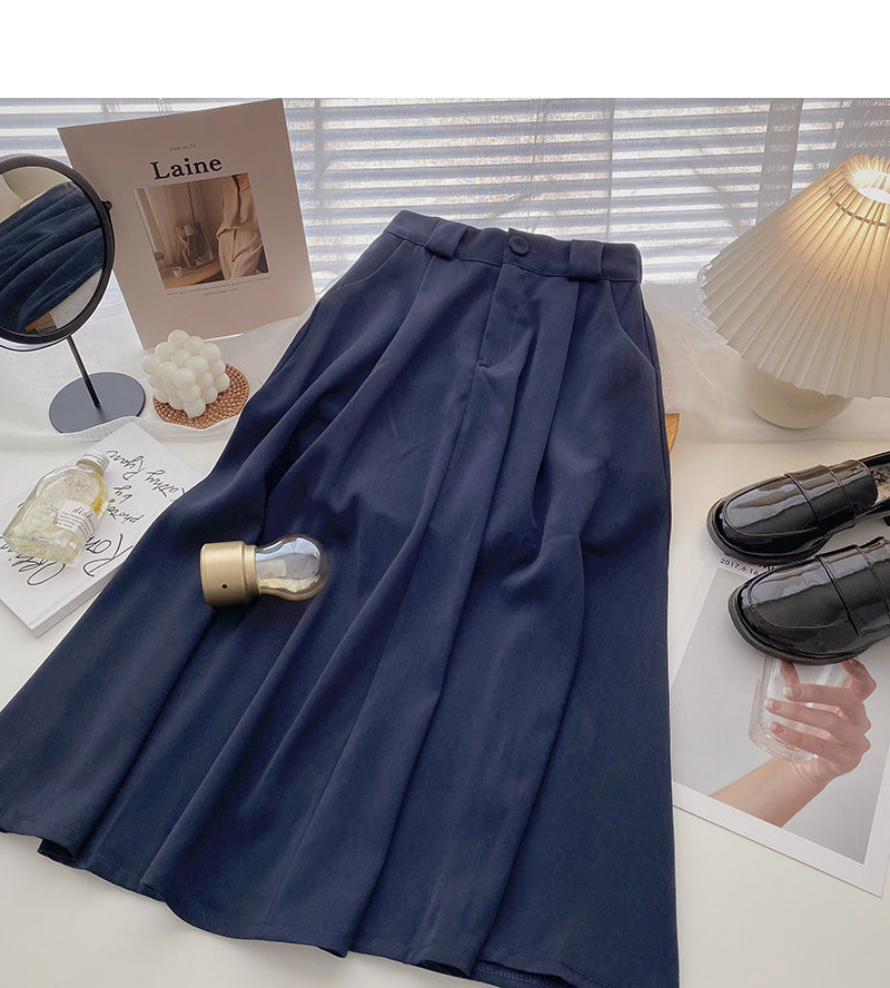 Mode schlichtes Temperament einfarbig dünn in mittlerem und langem Rock 5732