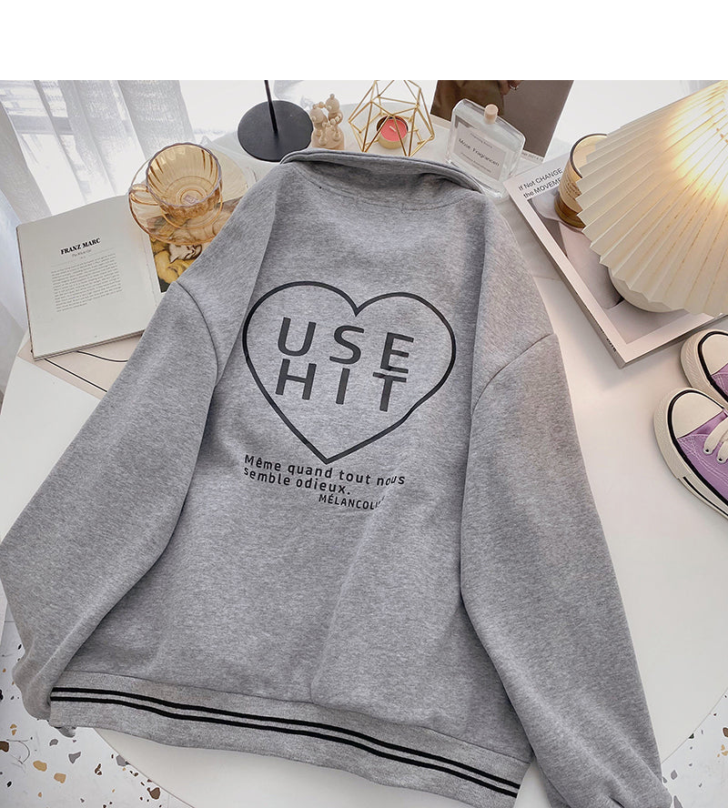 Haut à manches longues de couleur contrastée personnalisé de loisirs langoureux coréen 6227