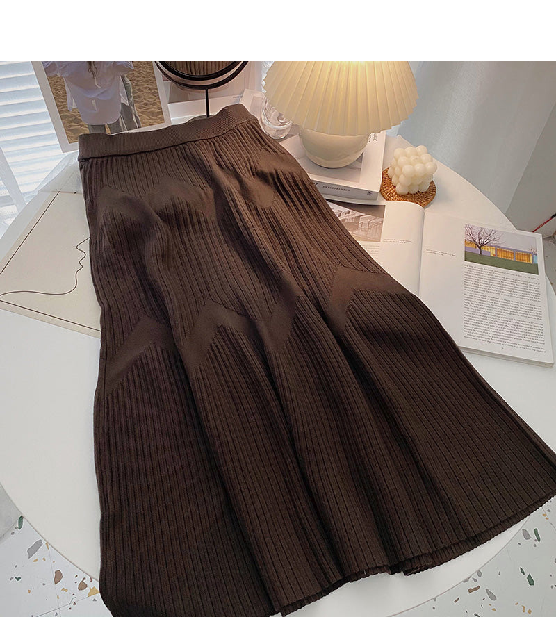 Korean minority design thread knitted high waist skirt 5767