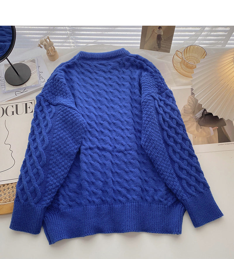 Korean design, loose and thin texture, versatile long sleeved sweater 6147