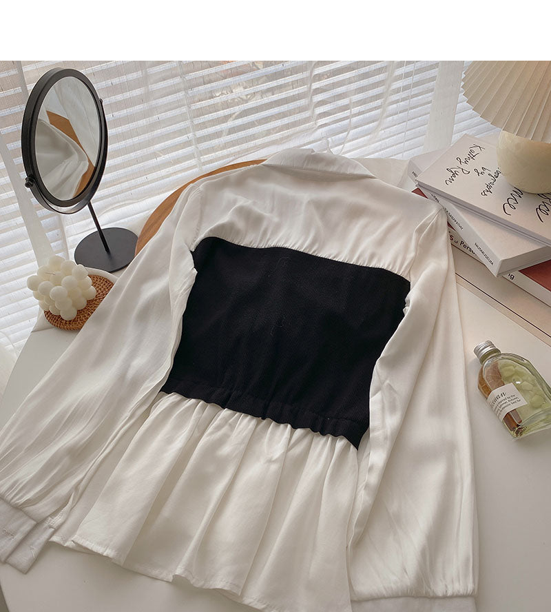 Shirt Female Minority Design farblich passend Kordelzug Fake zweiteilig 6287