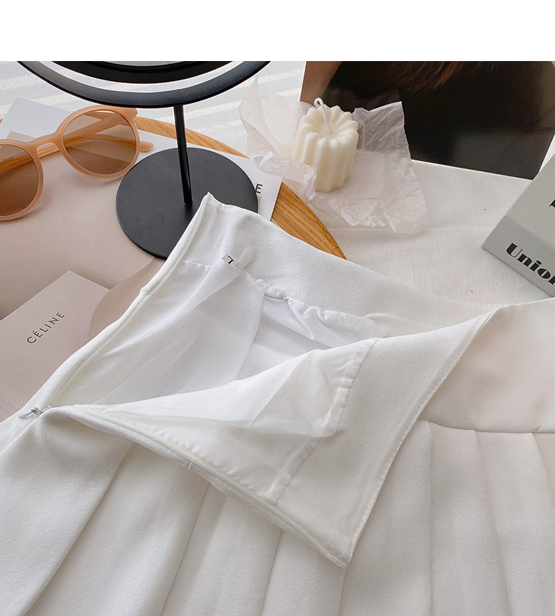 High waist A-line double pleated skirt for women 5620