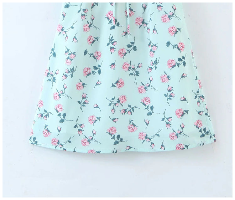 Französischer Retro-Blumenrock im Hofstil mit dünner Taille 7150