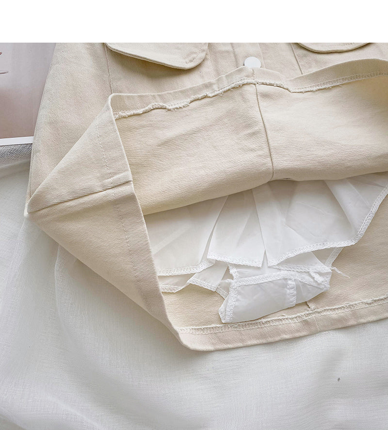 New Korean single breasted high waist skirt 5650