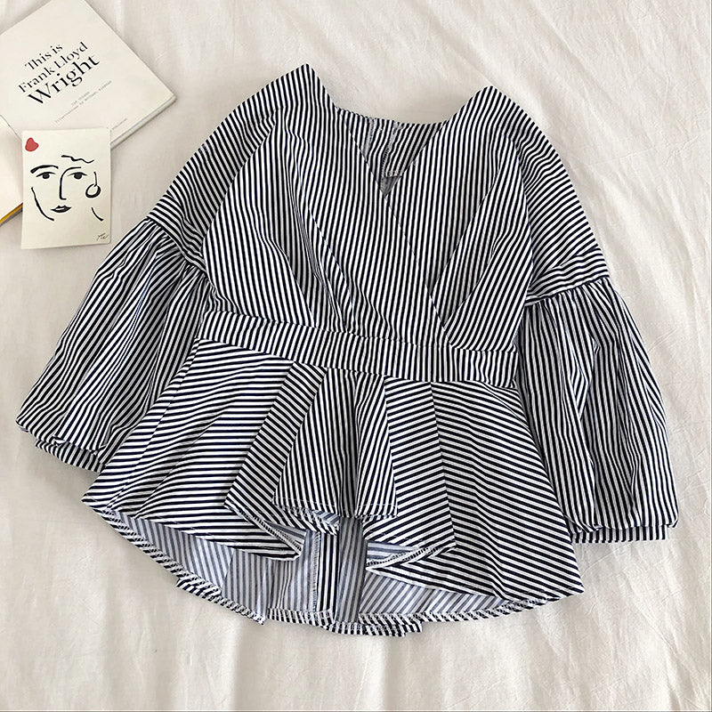 La nouvelle fermeture à la taille à rayures avec nœud papillon coréen est polyvalente 6238