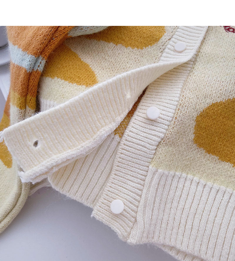 Design sense Vintage contrast long sleeve short top 5865