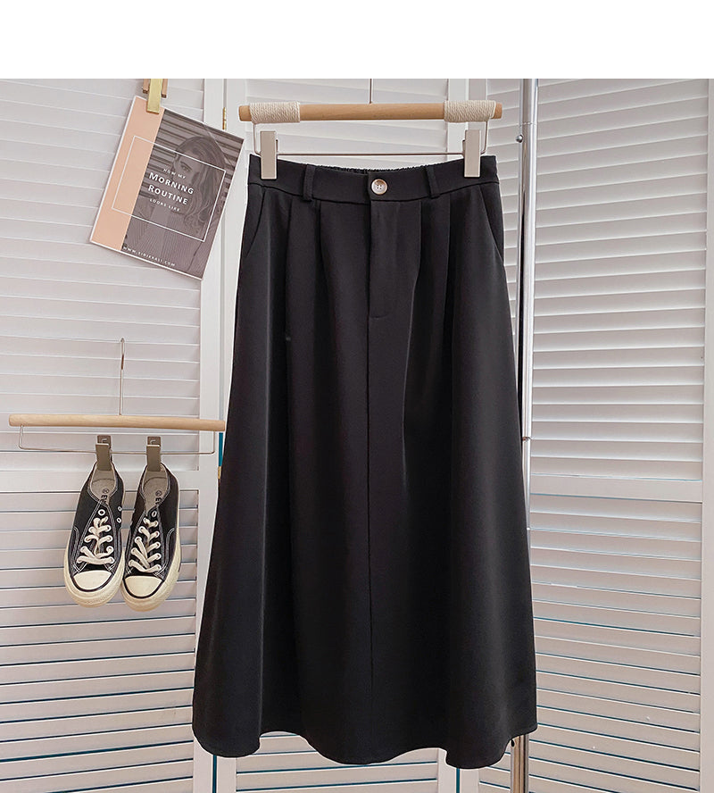 Solid color versatile high waist skirt 5825