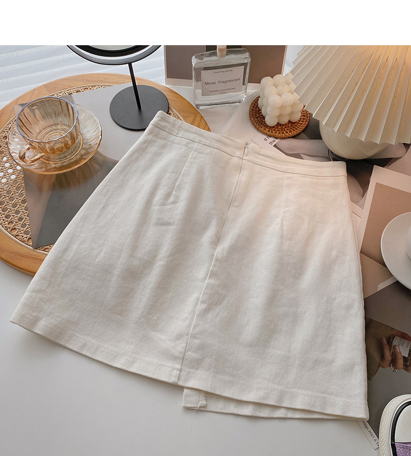 Nouvelle jupe taille haute décontractée à petite poche 5657