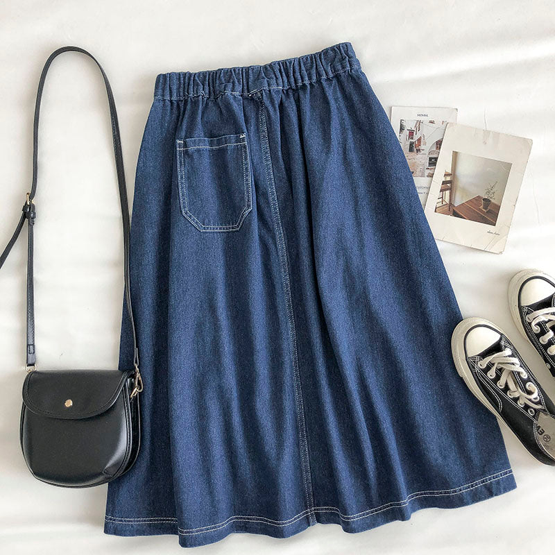 New Hong Kong Style semi elastic waist A-shaped umbrella skirt 5674