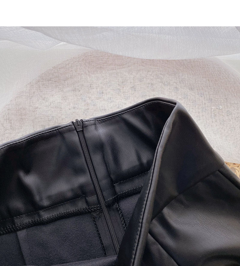 Korean fashion temperament split hip A-line skirt 5699