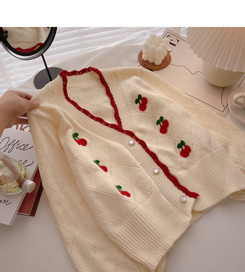 Koreanisches Spitzen-Langarmtop mit V-Ausschnitt 5867