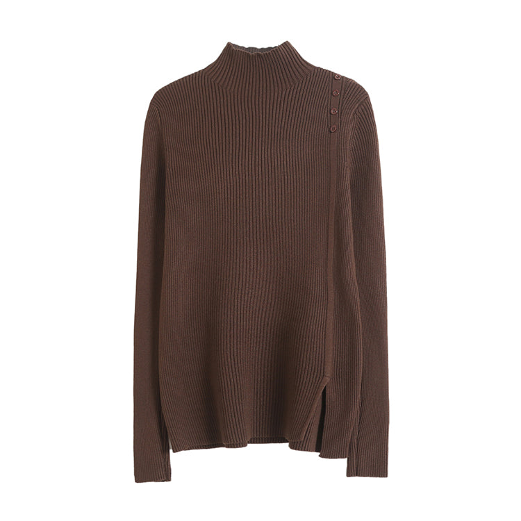 Einfacher vielseitiger Pullover mit halbem Stehkragen 7527