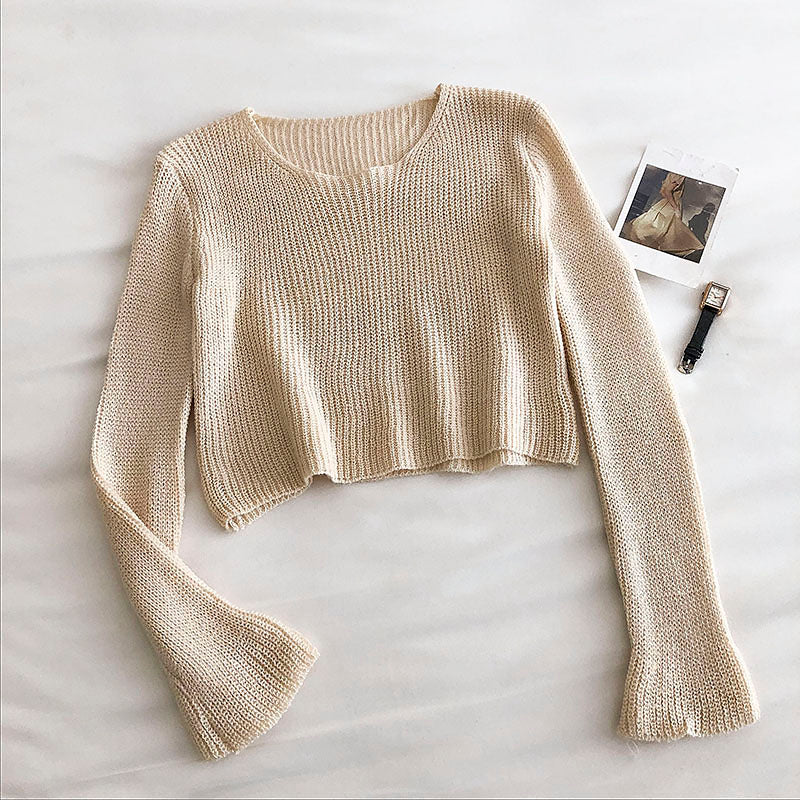 Age reducing candy color sweater casual slim long sleeve bottomed top 6490