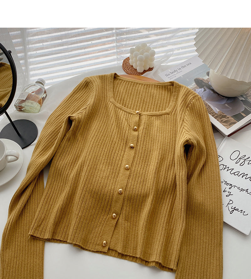 Long sleeve Pullover small square neck sweater 6636