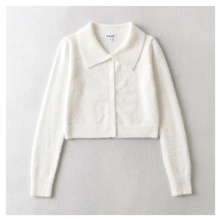 Vintage high waist navel top cardigan sweater 7168