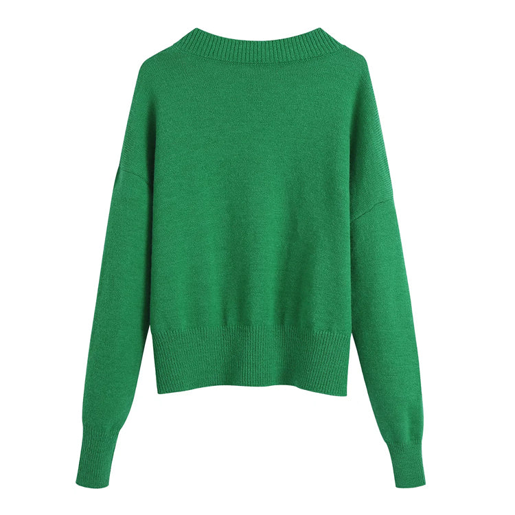 Versatile Soft Knit Long Sleeve V-neck rib knit 7166