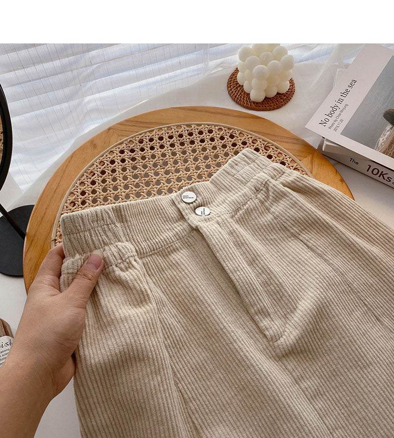 New Korean pure color leisure slim high waist anti light A-shaped skirt 5417