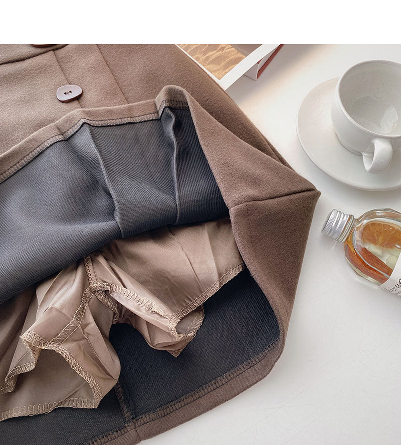 Three button high waist design, foreign style, age reducing pleated A-line skirt 5442