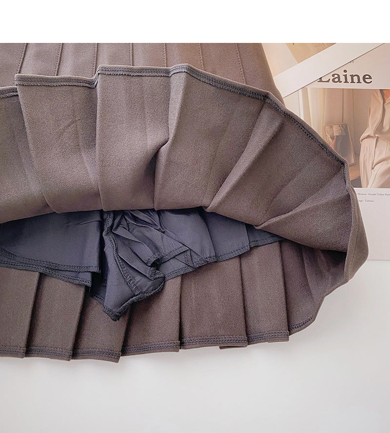 Korean simple and fashionable solid color high waist A-shaped skirt 5548