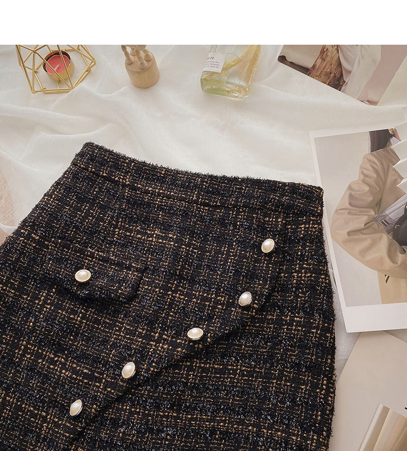 Small fragrance A-shaped skirt, irregular Hip Wrap Skirt 5359