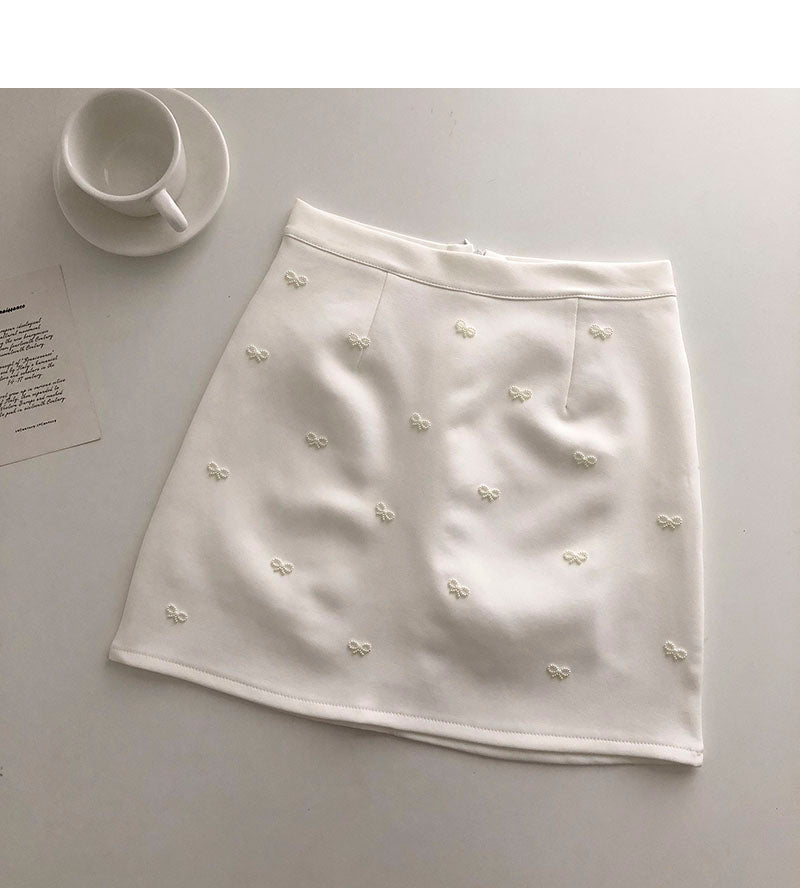 Korean Vintage Nail Bead Bow Solid A-Linienrock 5317